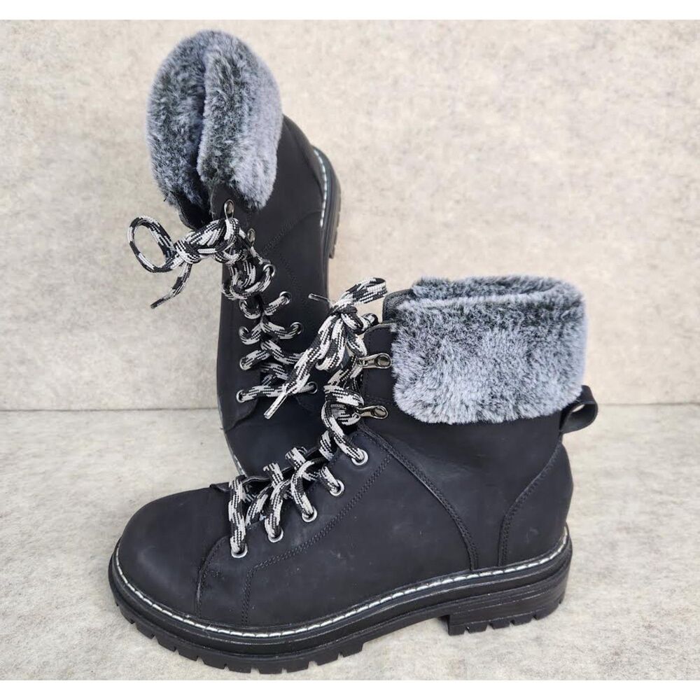 Time and Tru Women's Faux Fur Black Boots Size 8.5